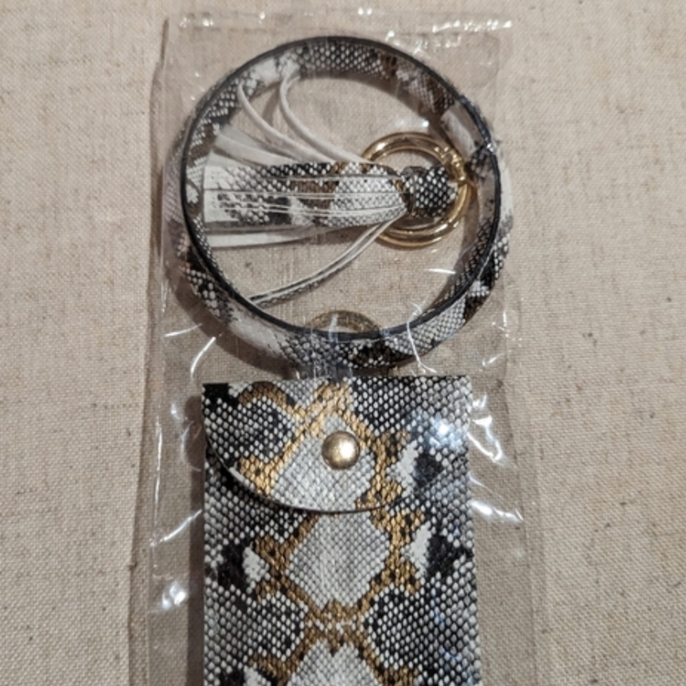 Snake Print Keyring Card Holder Wristlet NWT